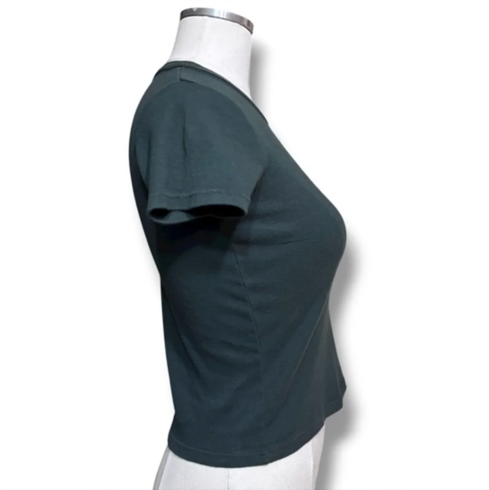 BRANDY MELVILLE Dark Green Cotton Cropped Shirt One Size - Picture 3 of 10
